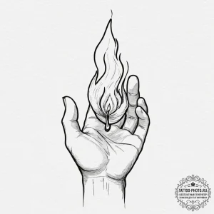 Tattoo sketch a hand protecting a flame, symb... - эскиз тату (№1751342719_0, 01.07.2025 04:05) — tattoo-photo.ru