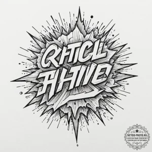 Tattoo sketch a glowing "critical hit" text e... - эскиз тату (№1751343356_0, 01.07.2025 04:15) — tattoo-photo.ru