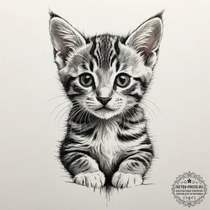 Kitten, tattoo sketch design, on a clean whit... - эскиз тату (№1751343514_0, 01.07.2025 04:18) — tattoo-photo.ru