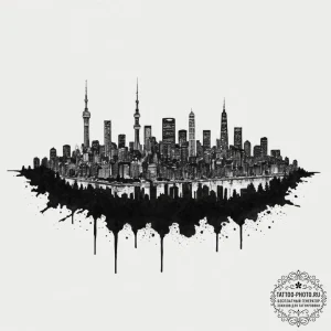 A watercolor tattoo of the tokyo skyline at n... - эскиз тату (№1751343593_0, 01.07.2025 04:19) — tattoo-photo.ru
