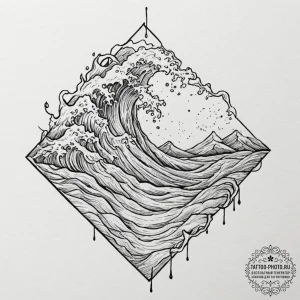 Tattoo sketch aquarius's water flowing as a s... - эскиз тату (№1751344467_0, 01.07.2025 04:34) — tattoo-photo.ru