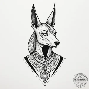 Anubis, tattoo line art, on a clean white pap... - эскиз тату (№1751344638_0, 01.07.2025 04:37) — tattoo-photo.ru