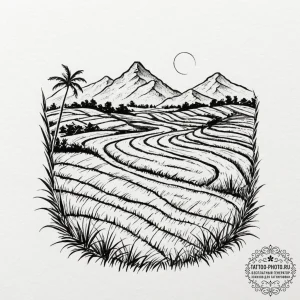 A shot of a rice paddy terrace in vietnam., t... - эскиз тату (№1751345026_0, 01.07.2025 04:43) — tattoo-photo.ru