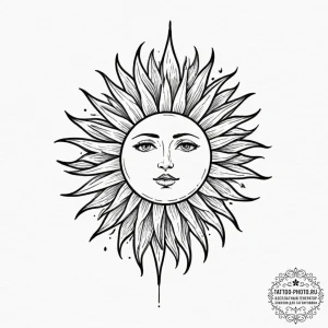 Tattoo design a stylized depiction of "the su... - эскиз тату (№1751345106_0, 01.07.2025 04:45) — tattoo-photo.ru