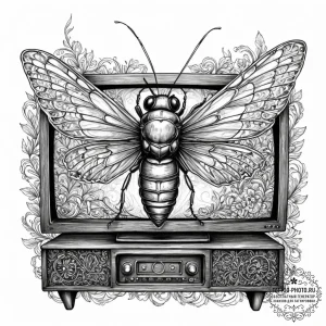 Tattoo sketch a cicada with its wings showing... - эскиз тату (№1751345270_0, 01.07.2025 04:47) — tattoo-photo.ru