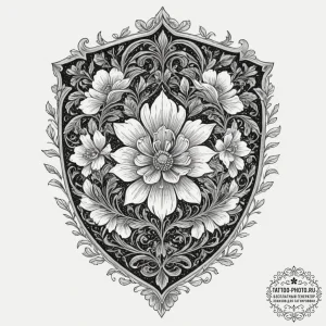 Tattoo design a subtle floral pattern forming... - эскиз тату (№1751345426_0, 01.07.2025 04:50) — tattoo-photo.ru