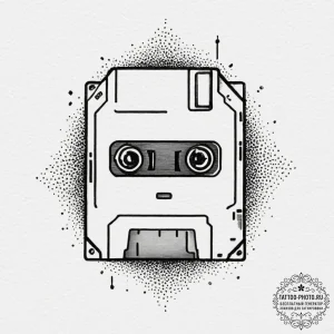 Tattoo sketch a pixelated "game save" icon wi... - эскиз тату (№1751346065_0, 01.07.2025 05:01) — tattoo-photo.ru