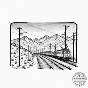 The view from a train window, landscape blurr... - эскиз тату (№1751346229_0, 01.07.2025 05:03) — tattoo-photo.ru