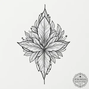 A neo-traditional tattoo of the leaf of lórie... - эскиз тату (№1751348138_0, 01.07.2025 05:35) — tattoo-photo.ru