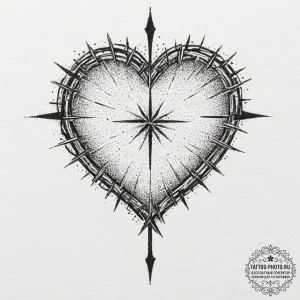 Tattoo sketch a 'sacred heart' symbol with a... - эскиз тату (№1751348764_0, 01.07.2025 05:46) — tattoo-photo.ru