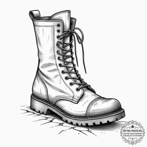 Tattoo design a weathered combat boot with de... - эскиз тату (№1751349809_0, 01.07.2025 06:03) — tattoo-photo.ru