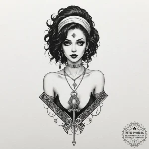 A sketch of death from the sandman, with her... - эскиз тату (№1751349974_0, 01.07.2025 06:06) — tattoo-photo.ru