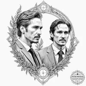 A neo-traditional portrait of the main charac... - эскиз тату (№1751350924_0, 01.07.2025 06:22) — tattoo-photo.ru