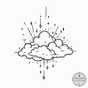 Tattoo design a delicate cloud with tiny star... - эскиз тату (№1751351000_0, 01.07.2025 06:23) — tattoo-photo.ru