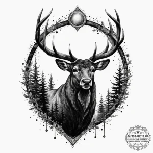 Tattoo design a blackwork forest with the sil... - эскиз тату (№1751351614_0, 01.07.2025 06:33) — tattoo-photo.ru