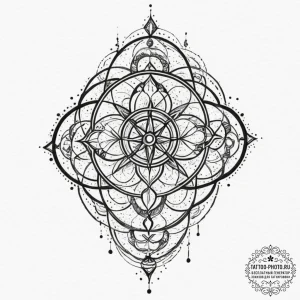 A dotwork tattoo of the gallifreyan symbols.,... - эскиз тату (№1751353137_0, 01.07.2025 06:58) — tattoo-photo.ru