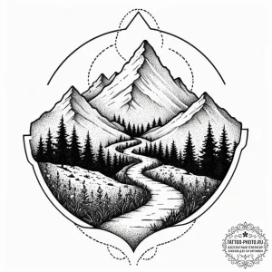 Tattoo sketch a path winding upwards towards... - эскиз тату (№1751353453_0, 01.07.2025 07:04) — tattoo-photo.ru