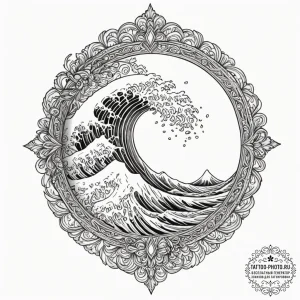 Tattoo sketch a single, powerful wave, frozen... - эскиз тату (№1751353691_0, 01.07.2025 07:08) — tattoo-photo.ru