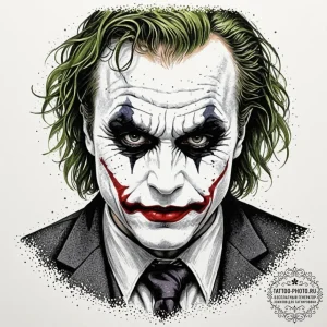 A sketch of the joker from the dark knight, h... - эскиз тату (№1751354173_0, 01.07.2025 07:16) — tattoo-photo.ru
