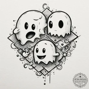 Tattoo sketch a pac-man on one partner, and a... - эскиз тату (№1751354418_0, 01.07.2025 07:20) — tattoo-photo.ru