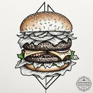 Tattoo design a 'burger' on one, 'fries' on t... - эскиз тату (№1751356977_0, 01.07.2025 08:02) — tattoo-photo.ru