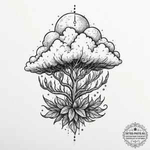 Tattoo sketch a surreal image of a plant grow... - эскиз тату (№1751357196_0, 01.07.2025 08:06) — tattoo-photo.ru