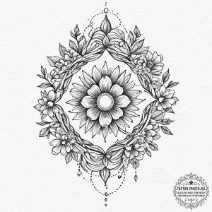 Tattoo design a zodiac glyph intertwined with... - эскиз тату (№1751357724_0, 01.07.2025 08:15) — tattoo-photo.ru