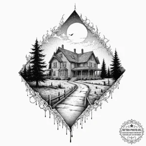 A sketch of norman bates' silhouette in front... - эскиз тату (№1751358688_0, 01.07.2025 08:31) — tattoo-photo.ru