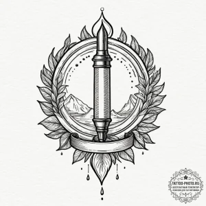 A fountain pen nib, tattoo flash sheet design... - эскиз тату (№1751358942_0, 01.07.2025 08:35) — tattoo-photo.ru