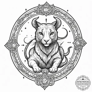 Tattoo sketch a zodiac animal breaking throug... - эскиз тату (№1751359109_0, 01.07.2025 08:38) — tattoo-photo.ru