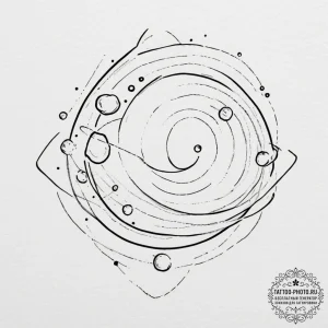 Tattoo sketch a beautiful, swirling gas giant... - эскиз тату (№1751360037_0, 01.07.2025 08:53) — tattoo-photo.ru