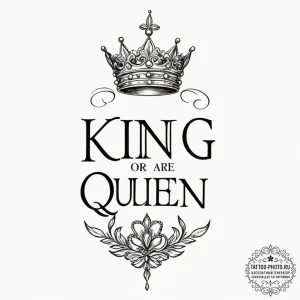 Tattoo design a small, elegant "king" or "que... - эскиз тату (№1751361373_0, 01.07.2025 09:16) — tattoo-photo.ru