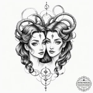 тату близнецы - эскиз тату (№1751362744_0, 01.07.2025 09:39) — tattoo-photo.ru