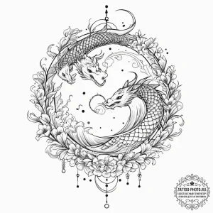 Tattoo sketch a zodiac symbol with elements o... - эскиз тату (№1751364173_0, 01.07.2025 10:02) — tattoo-photo.ru