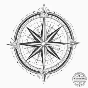 Tattoo sketch a weathered compass, pointing t... - эскиз тату (№1751364330_0, 01.07.2025 10:05) — tattoo-photo.ru