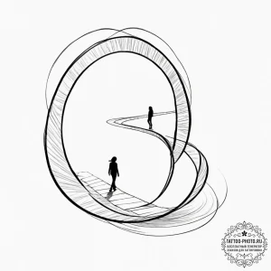 Tattoo sketch a stylized human silhouette wal... - эскиз тату (№1751364565_0, 01.07.2025 10:09) — tattoo-photo.ru