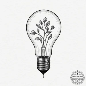 Tattoo sketch a lightbulb, its filament not g... - эскиз тату (№1751366136_0, 01.07.2025 10:35) — tattoo-photo.ru