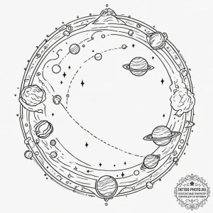 Tattoo design a celestial body (planet) with... - эскиз тату (№1751366919_0, 01.07.2025 10:48) — tattoo-photo.ru