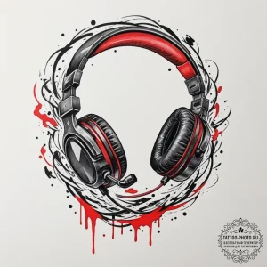 Tattoo design a gaming headset with a microph... - эскиз тату (№1751366997_0, 01.07.2025 10:49) — tattoo-photo.ru