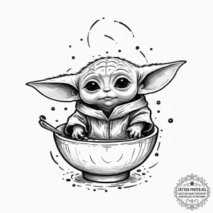 12. sketch style design of grogu (baby yoda)... - эскиз тату (№1751368021_0, 01.07.2025 11:07) — tattoo-photo.ru