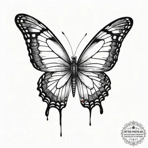 A detailed macro shot of a butterfly's wing.,... - эскиз тату (№1751368886_0, 01.07.2025 11:21) — tattoo-photo.ru