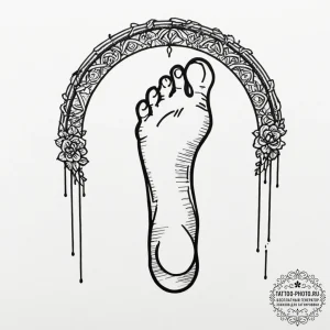 Tattoo sketch a foot with a small, intricate... - эскиз тату (№1751369596_0, 01.07.2025 11:33) — tattoo-photo.ru
