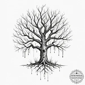 Tattoo design a single, powerful root, strong... - эскиз тату (№1751369829_0, 01.07.2025 11:37) — tattoo-photo.ru