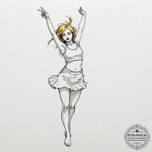 A watercolor tattoo of the "super freak" danc... - эскиз тату (№1751370328_0, 01.07.2025 11:45) — tattoo-photo.ru