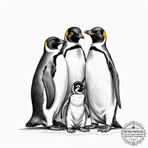 Tattoo design a family of penguins huddled to... - эскиз тату (№1751370616_0, 01.07.2025 11:50) — tattoo-photo.ru