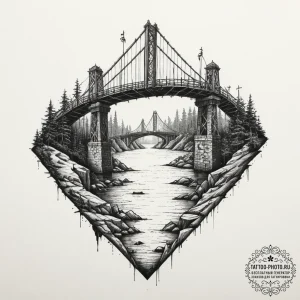 Tattoo design a bridge being constructed from... - эскиз тату (№1751370694_0, 01.07.2025 11:51) — tattoo-photo.ru