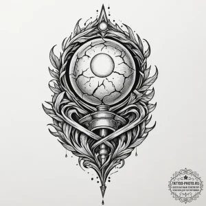Tattoo sketch a magical staff with an element... - эскиз тату (№1751370850_0, 01.07.2025 11:54) — tattoo-photo.ru