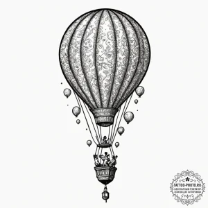 Tattoo sketch a balloon floating with a small... - эскиз тату (№1751407197_0, 01.07.2025 21:59) — tattoo-photo.ru