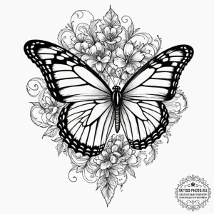 Tattoo sketch a monarch butterfly emerging, w... - эскиз тату (№1751414831_0, 02.07.2025 00:07) — tattoo-photo.ru