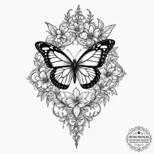 Tattoo sketch a monarch butterfly emerging, w... - эскиз тату (№1751415190_0, 02.07.2025 00:13) — tattoo-photo.ru